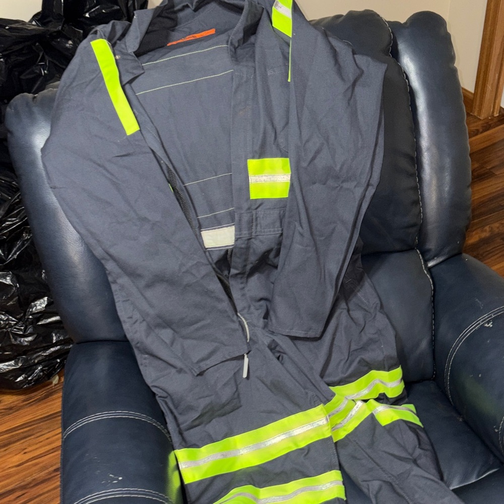 Reflective Work Coveralls with Neon Stripes